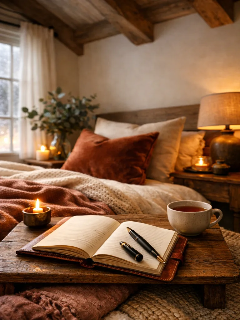 Small bedroom hygge with cozy chair by window for quiet reflection and reading