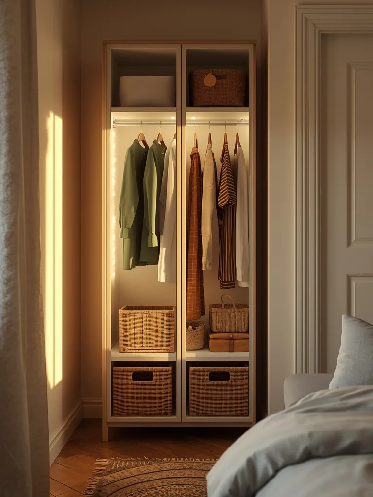 Corner closet with mirrored doors reflecting bedroom space and maximizing light