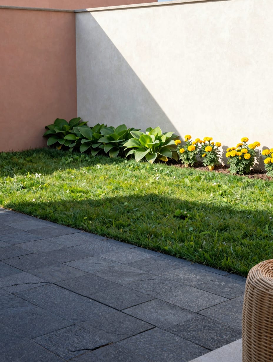 Clean, crisp edging clearly defines the different green spaces in this front yard landscaping, enhancing curb appeal.