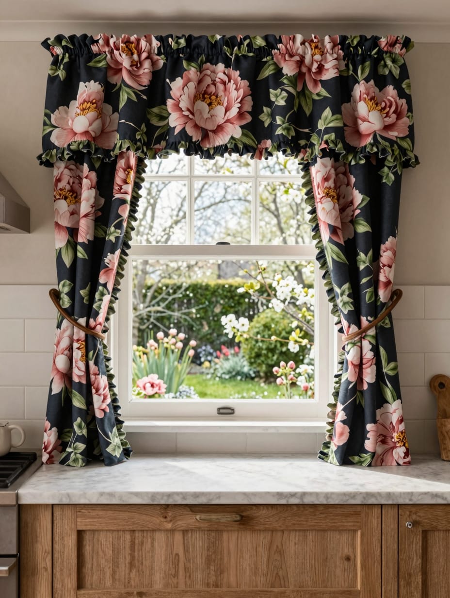 English Garden Floral Valance
