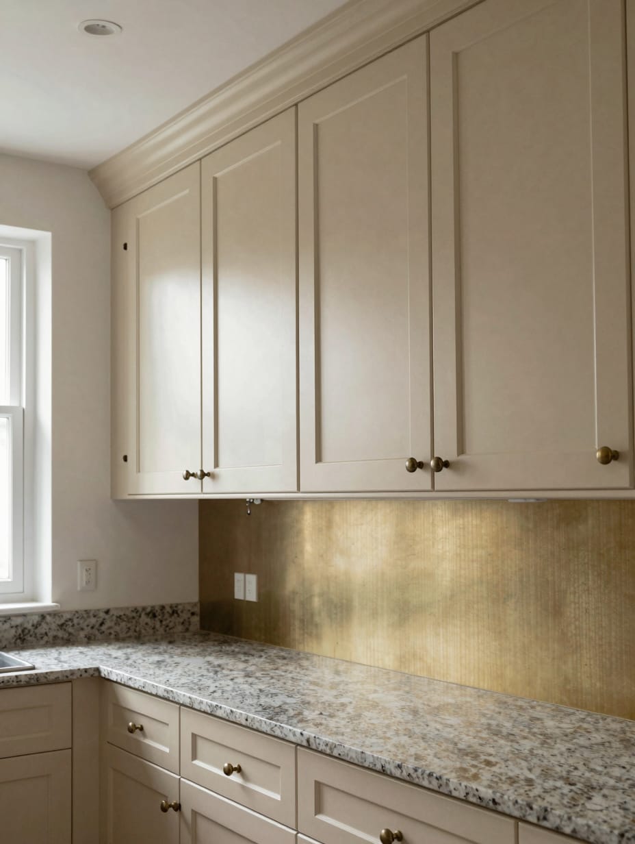 Traditional kitchen with warm cream colored cabinets and a large island