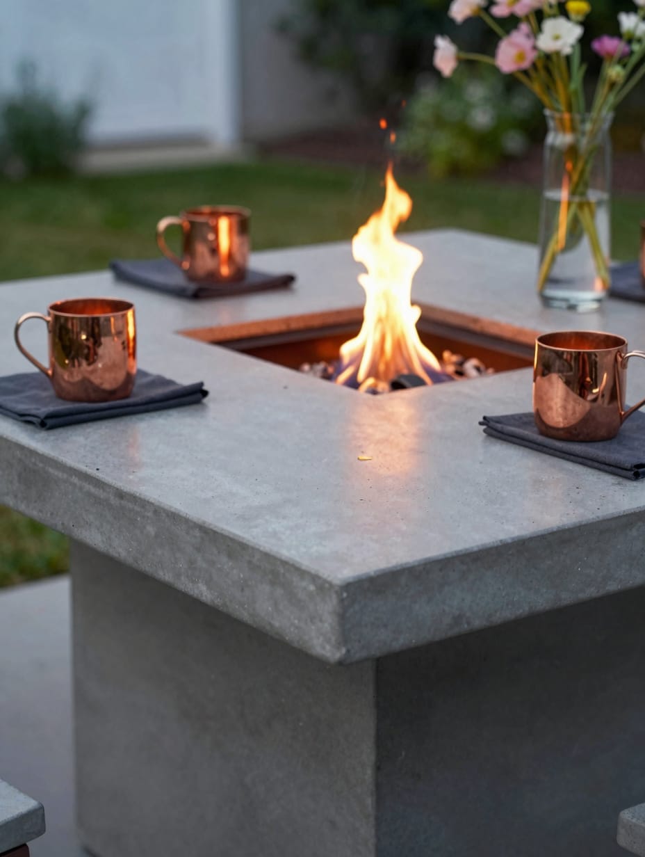Modern Concrete and Copper Fire Glow — home decor idea 11