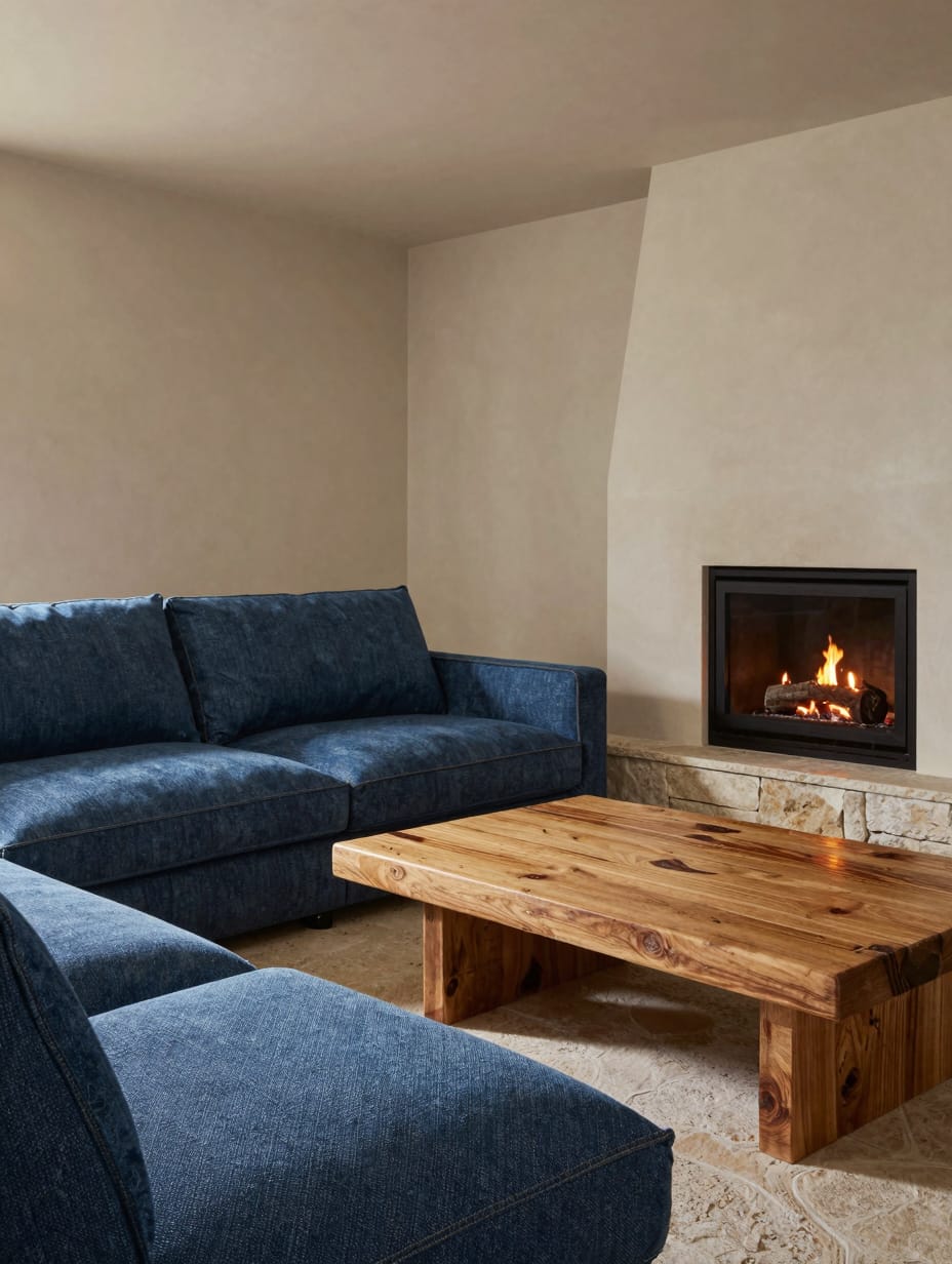 Denim Blue and Rustic Oak Warmth