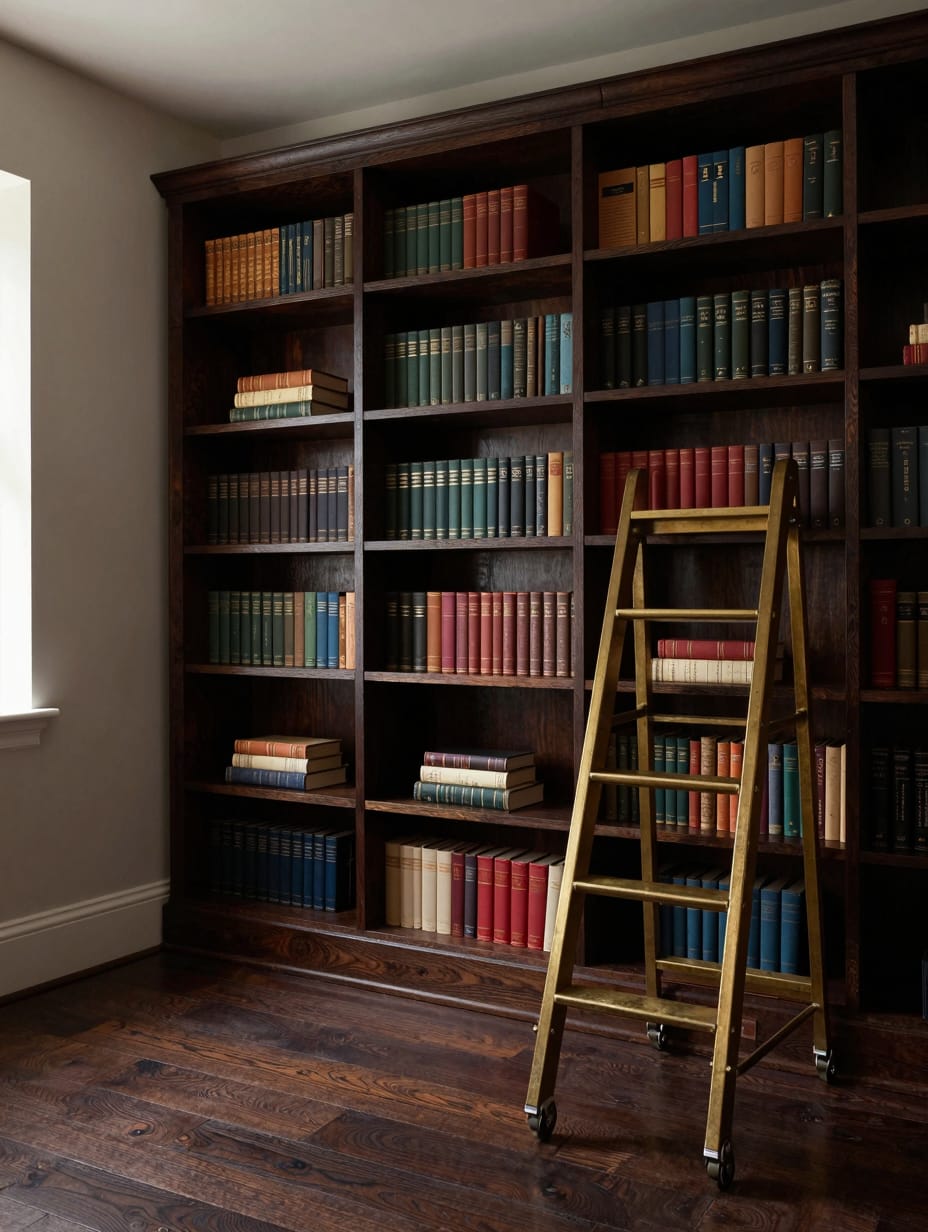 Antique Library Wrap with Integrated Ladder — home decor idea 15