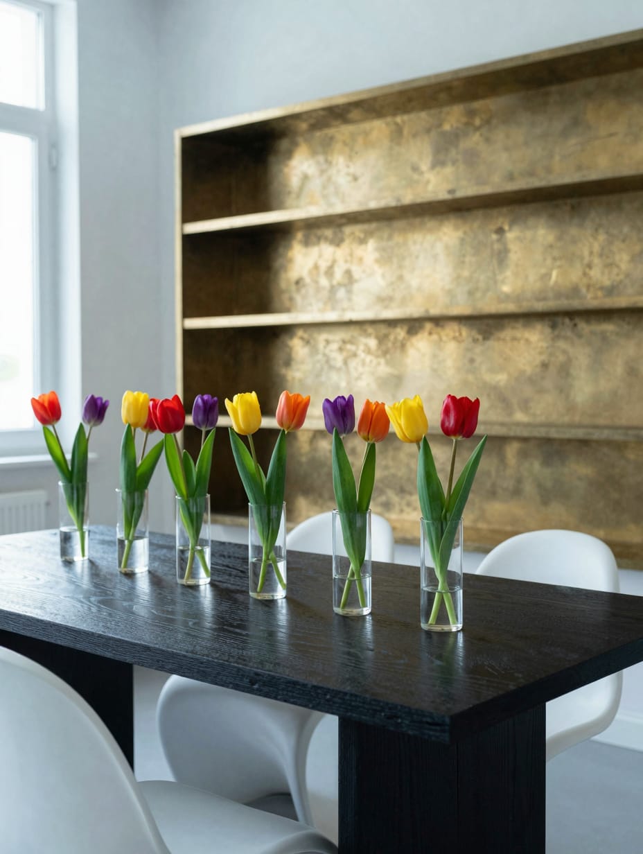 Ebony Slat Table and Tulip Vibrancy — home decor idea 17