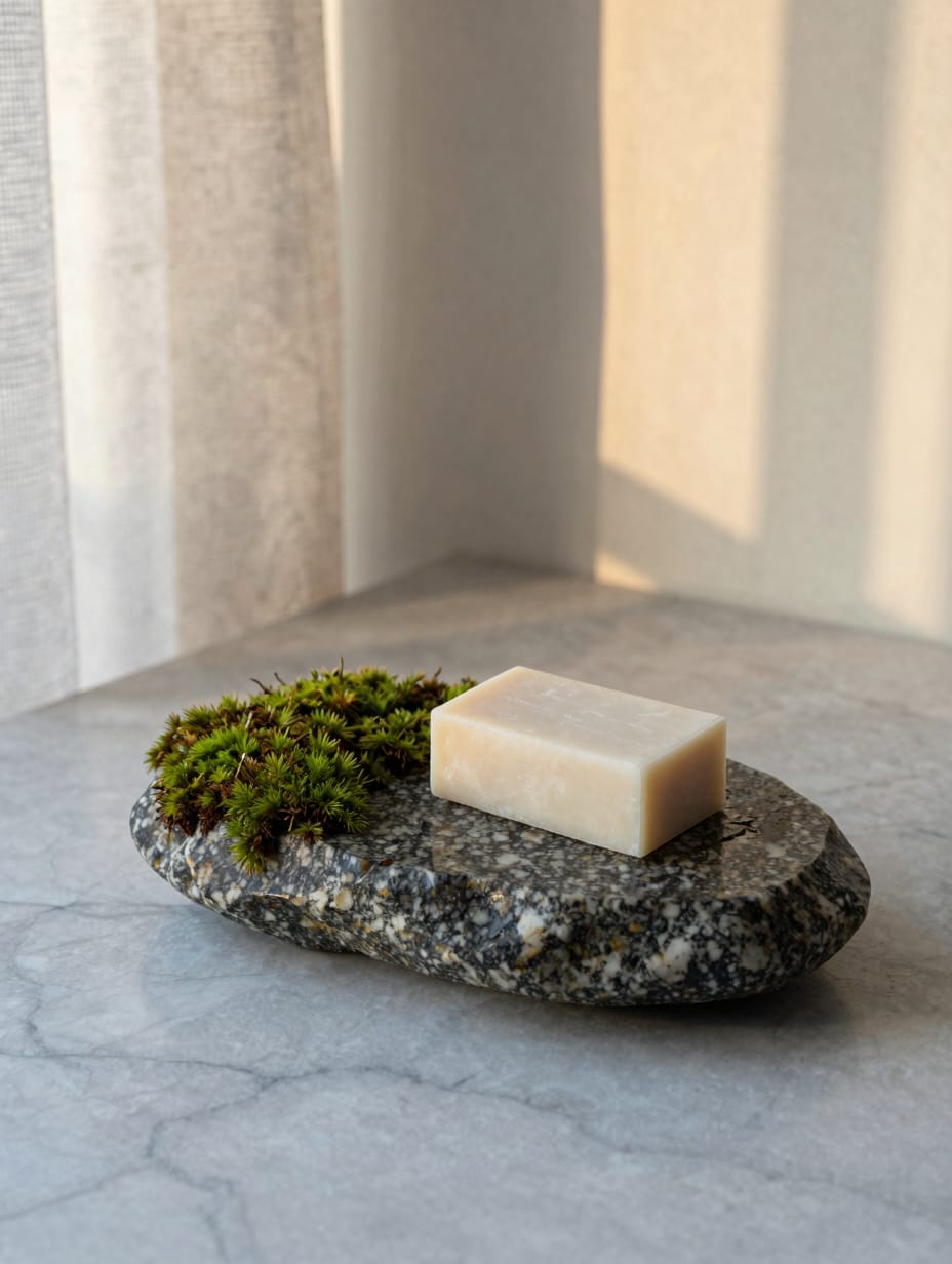 Moss-Covered Stone Soap Dish — home decor idea 19