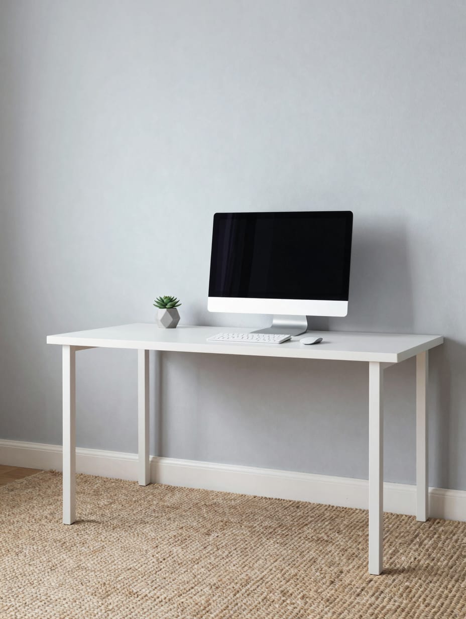 Sleek modern corner desk with a white surface and minimalist black chair in a contemporary office.