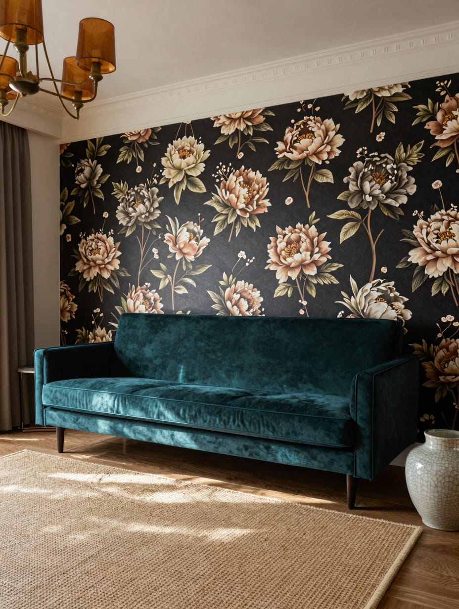 Moody Teal and Dark Floral Noir