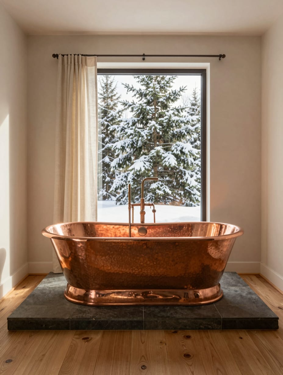 Copper Slipper Tub with Forest Views — home decor idea 8