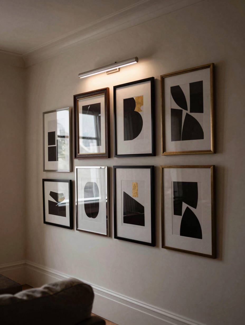 Gallery Wall Grandeur: Geometric Art Display