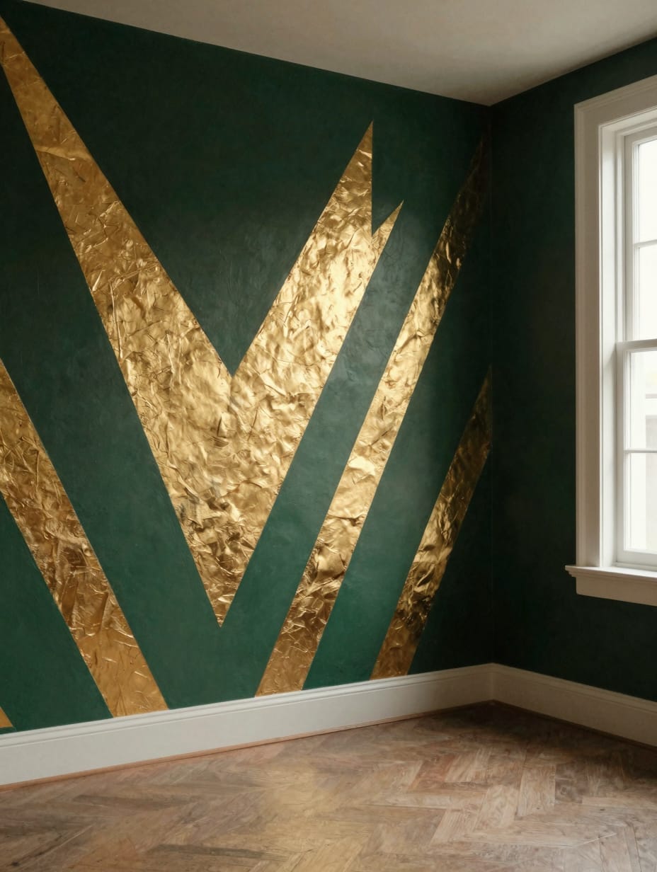 Golden Leaf Geometric Art Deco Mural — home decor idea 9